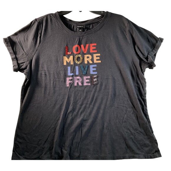 Torrid Shirt Womens size 1x Black Love More Live Free Rainbow Pride Graphic Tee - Picture 1 of 4